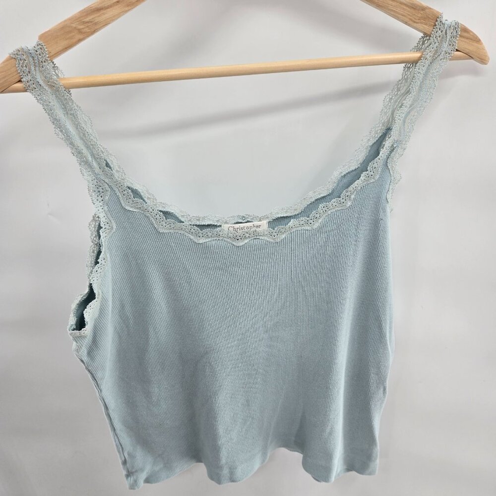 Christopher & Banks Seafoam Green/Blue Lace Cami Medium